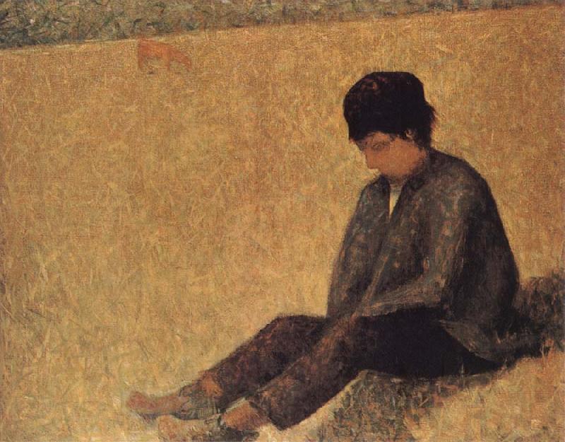 Georges Seurat The small Peasant sat on the lawn of the Pasture Germany oil painting art